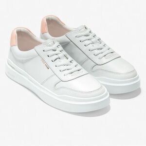 Cole Haan Grand Series GrandPro Rally Court Sneaker in Optic White Leather Peach